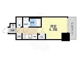 プレサンス大阪ゲートシティ 1Kの間取図画像