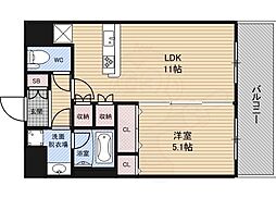 ランドセントラル梅田 1LDKの間取図画像