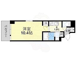 プレジール靱公園 1Kの間取図画像