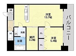 アプリーレ中之島 1SLDKの間取図画像
