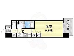 コンフォリア阿波座 1Kの間取図画像