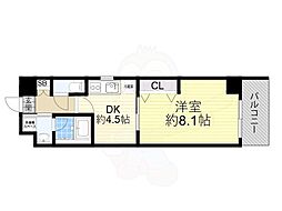 ソルレヴェンテ梅田 1DKの間取図画像