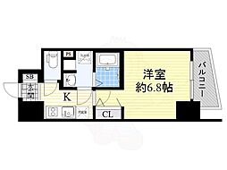 エスリード阿波座ノースプレイス 1Kの間取図画像