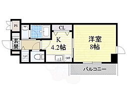 ソルレヴェンテ梅田 1Kの間取図画像