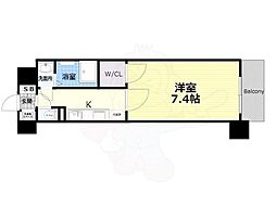 エスリード中之島クロスゲート 1Kの間取図画像