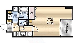 レジディア江戸堀 1Kの間取図画像
