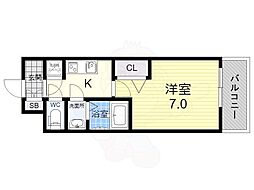 レジュールアッシュウェストレジデンス 1Kの間取図画像