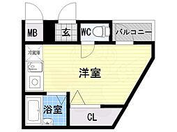 レオン天神橋 ワンルームの間取図画像