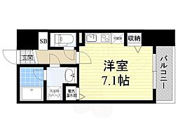レジデンス本町 ワンルームの間取図画像