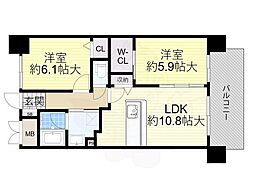 ベリー海老江 2LDKの間取図画像