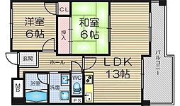 メゾンエルミタージュ 2LDKの間取図画像