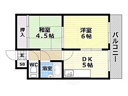 ブリリアンマンション 2DKの間取図画像