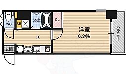 ダイドーメゾン梅田 1Kの間取図画像