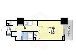ハビテ靭センターコート 1Kの間取図画像