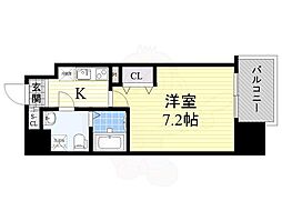 ADVANCE大阪LUCE 1Kの間取図画像