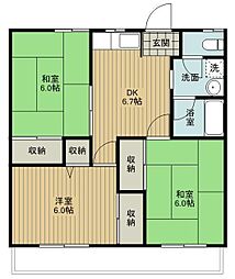 ビューハイツ上山 3DKの間取図画像