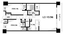 日神パレステージ入間けやき通り 2LDKの間取り