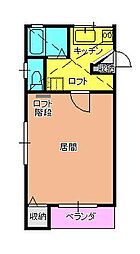 姫山ハイツD 1Kの間取図画像