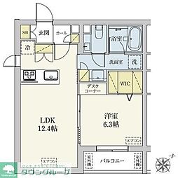カスタリア旗の台 1階1LDKの間取り