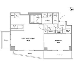 ケリア西馬込アジールコート 1階1LDKの間取り