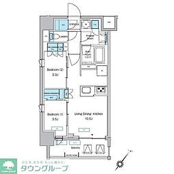 プレディアコート大森山王 7階2LDKの間取り