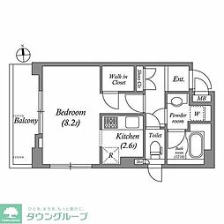 レジデンス新蒲田スクエア 2階1Kの間取り