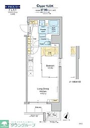 プラウドフラット大井町 12階1LDKの間取り