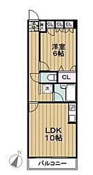 パークヒルズ田園調布 2階1LDKの間取り