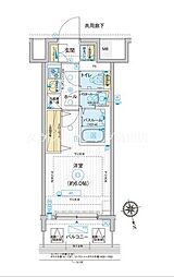 エスタート品川南大井 7階1Kの間取り