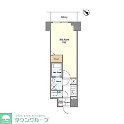 ライトテラス多摩川 2階1Kの間取り