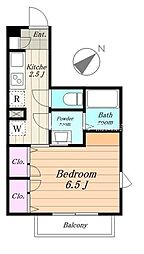 カーサケイ・ティ 1Kの間取図画像