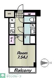 LOC'SMUSASHINAKAHARA 1Kの間取図画像