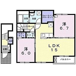 カーサジーノ 2LDKの間取図画像
