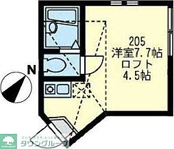 ユナイト生麦バティスト・クルーズ ワンルームの間取図画像