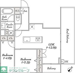 ルミーク雪谷 2LDKの間取図画像