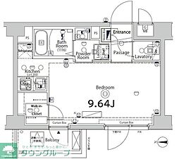 XEBEC大鳥居2 ワンルームの間取図画像