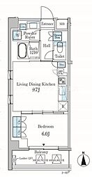 PARKAXIS蒲田 1LDKの間取図画像