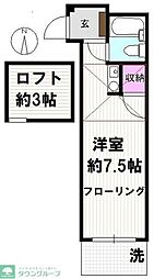 シャローム蒲田 ワンルームの間取図画像