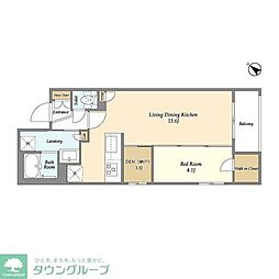 AZURETERRACE目黒祐天寺 1SLDKの間取図画像