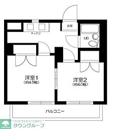 リバティ多摩川 2Kの間取図画像