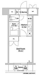 コンフォリア芝浦キャナル 1Kの間取図画像