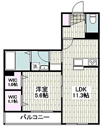 リベルダージ 1Kの間取図画像