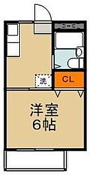 ローズガーデンC棟 1Kの間取図画像