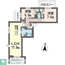 セントリビエ 2LDKの間取図画像
