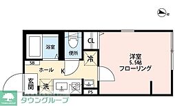 グランクオール久が原 1Kの間取図画像