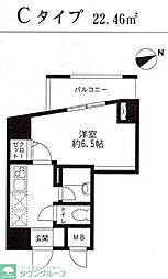 レジディア東品川 1Kの間取図画像