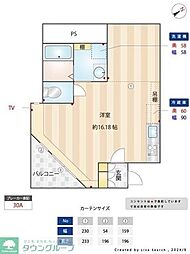 西大井テラス 3階ワンルームの間取り