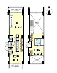 都営三田線 芝公園駅 徒歩4分の賃貸マンション 6階1LDKの間取り