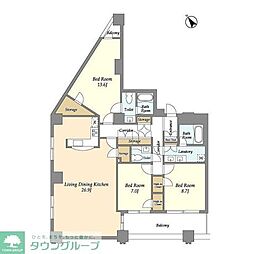 ＬａＳａｎｔｅ池田山 18階3LDKの間取り