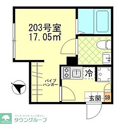 東急大井町線 戸越公園駅 徒歩9分の賃貸アパート 2階1Kの間取り